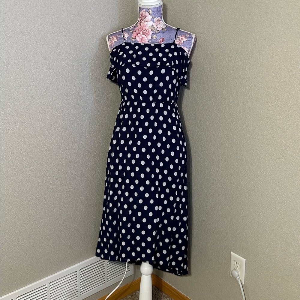 Xhilaration Navy Polka Dot Midi Dress